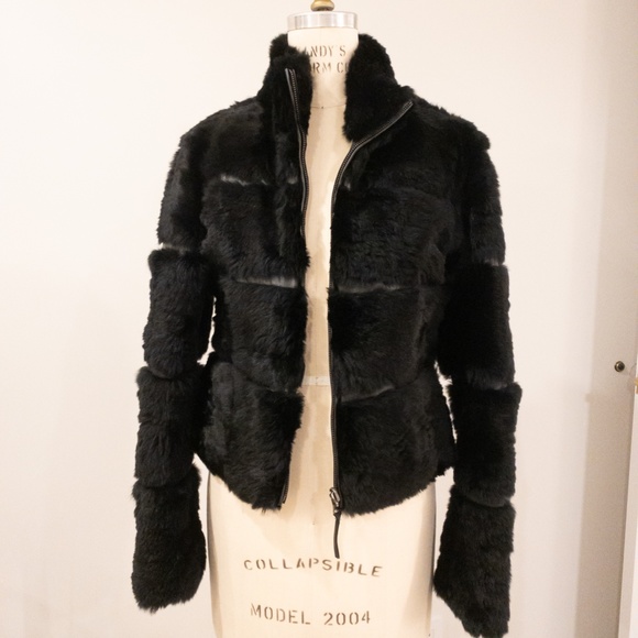 June Black Rabbit Fur Jacket - Picture 2 of 4